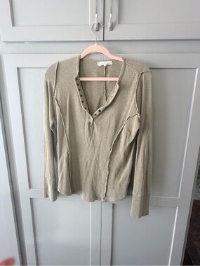 Gilded Intent Olive Green Long-Sleeve Henley Top